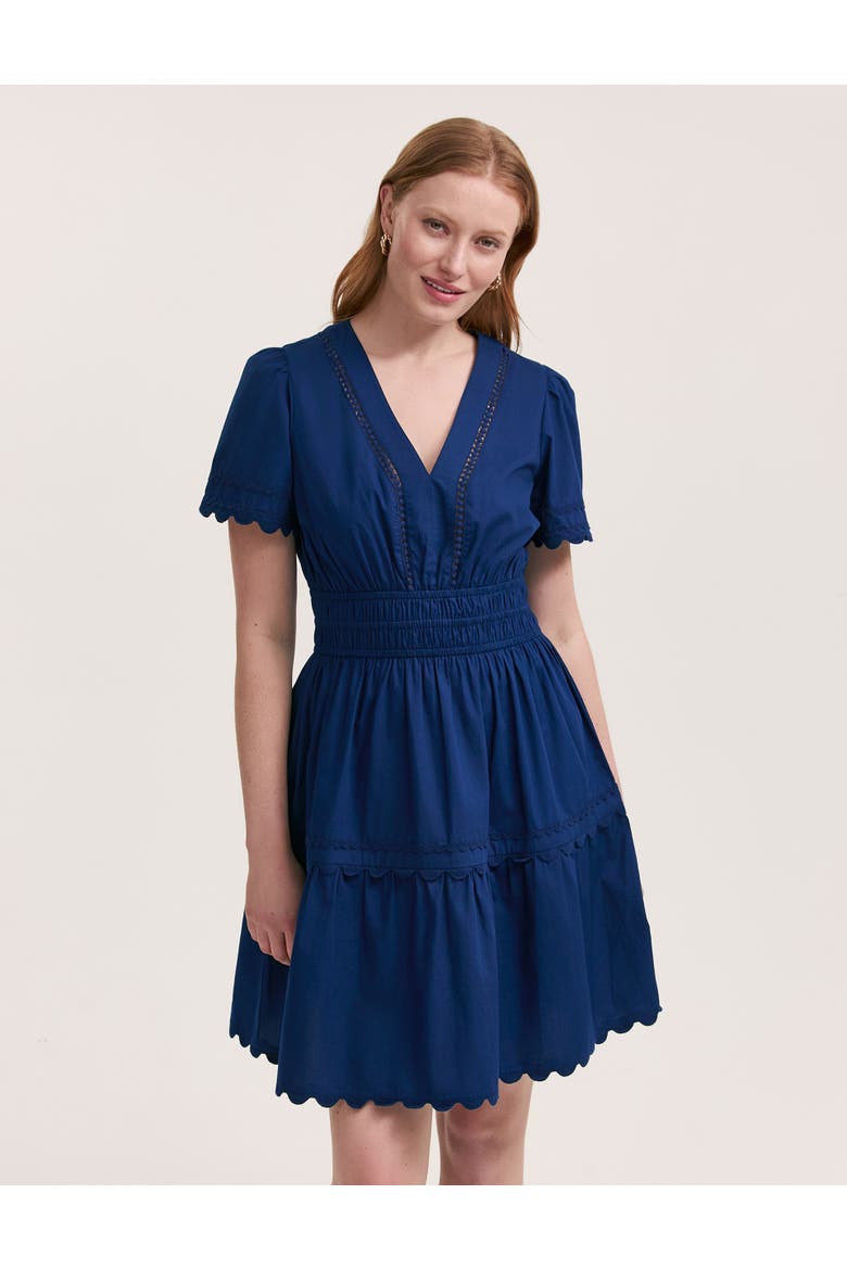 Reece Ric Rac Trim Cotton Short Dress, Alternate, color, Indigo