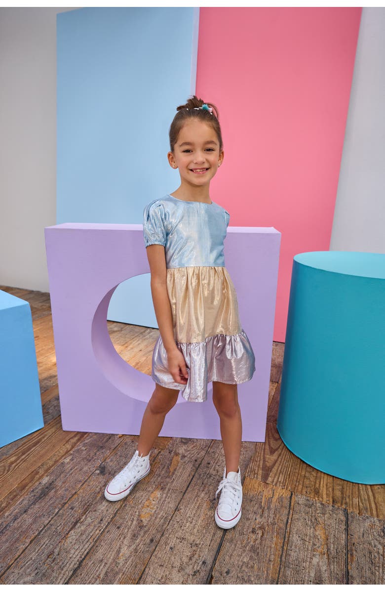 BISBY Kids' Tiered Smita Dress, Alternate, color, Metallic
