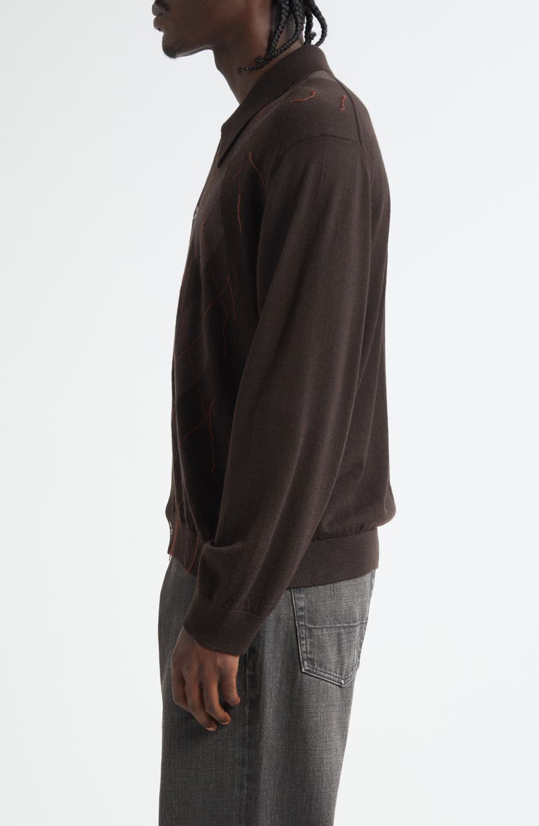 OUR LEGACY Evening Polo Argyle Wool Cardigan, Alternate, color, Pub Argyle Fine Wool