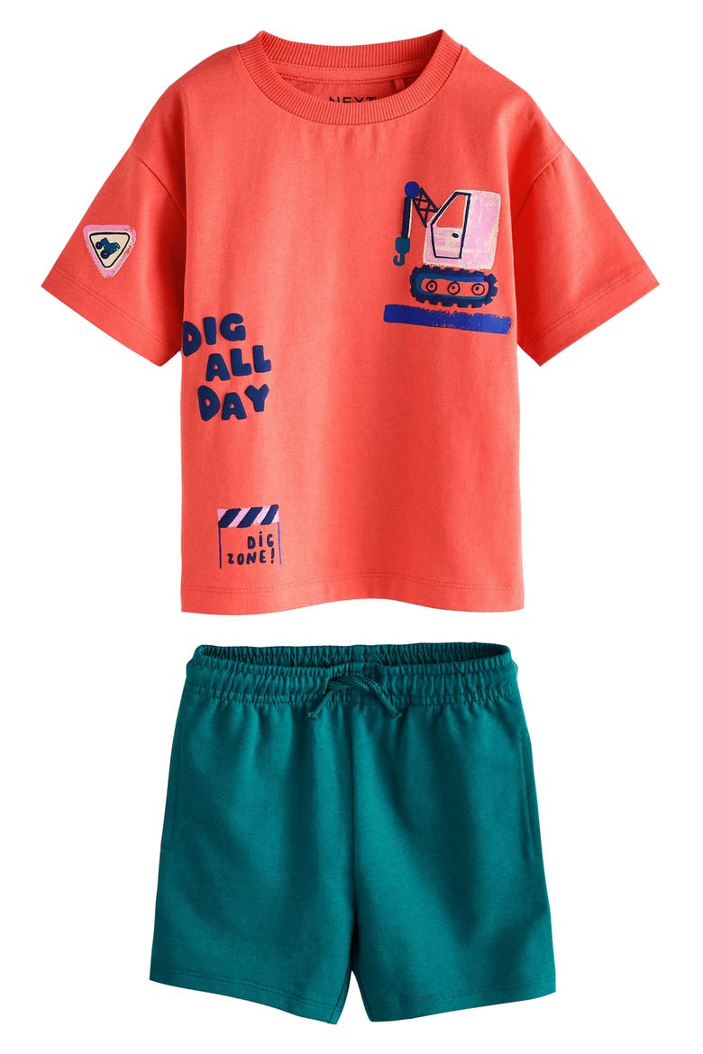 Kids' Dig All Day Graphic T-Shirt & Drawstring Shorts Set, Main, color, ORANGE