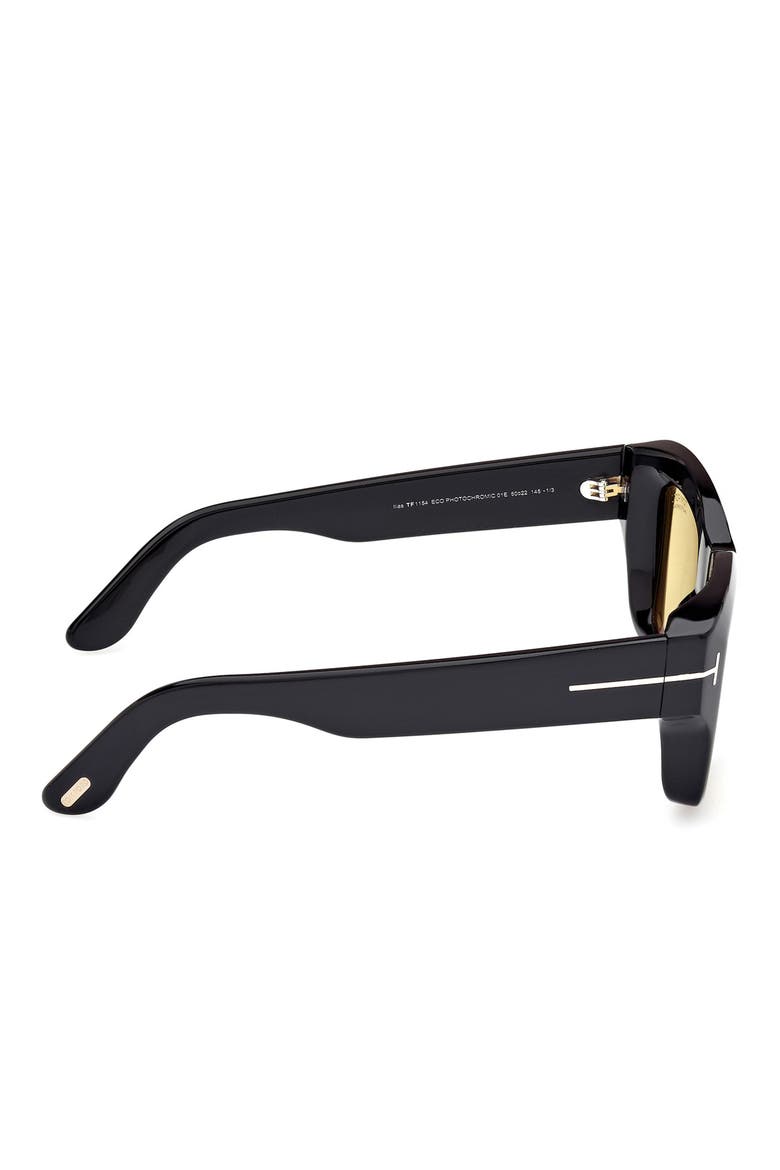 Ilias 50mm Square Sunglasses, Alternate, color, SHINY BLACK / AMBER