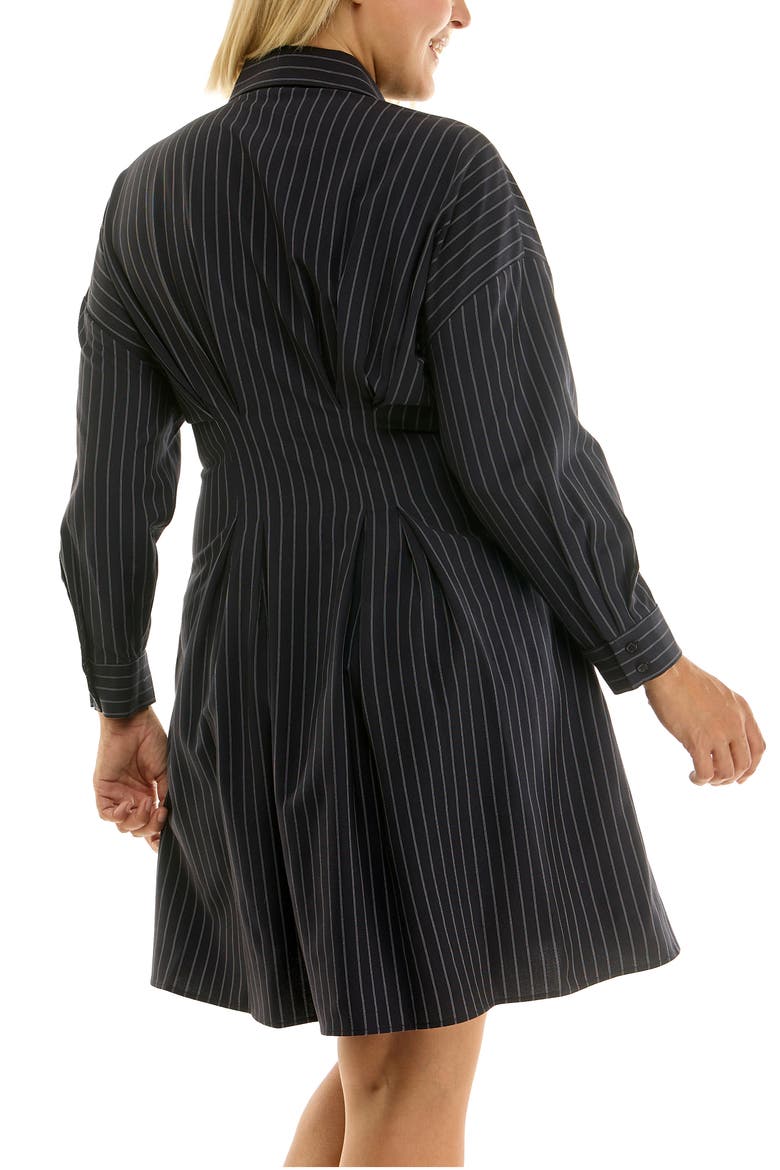 Bi-Stretch Long Sleeve Shirtdress, Alternate, color, NAVY / WHITE