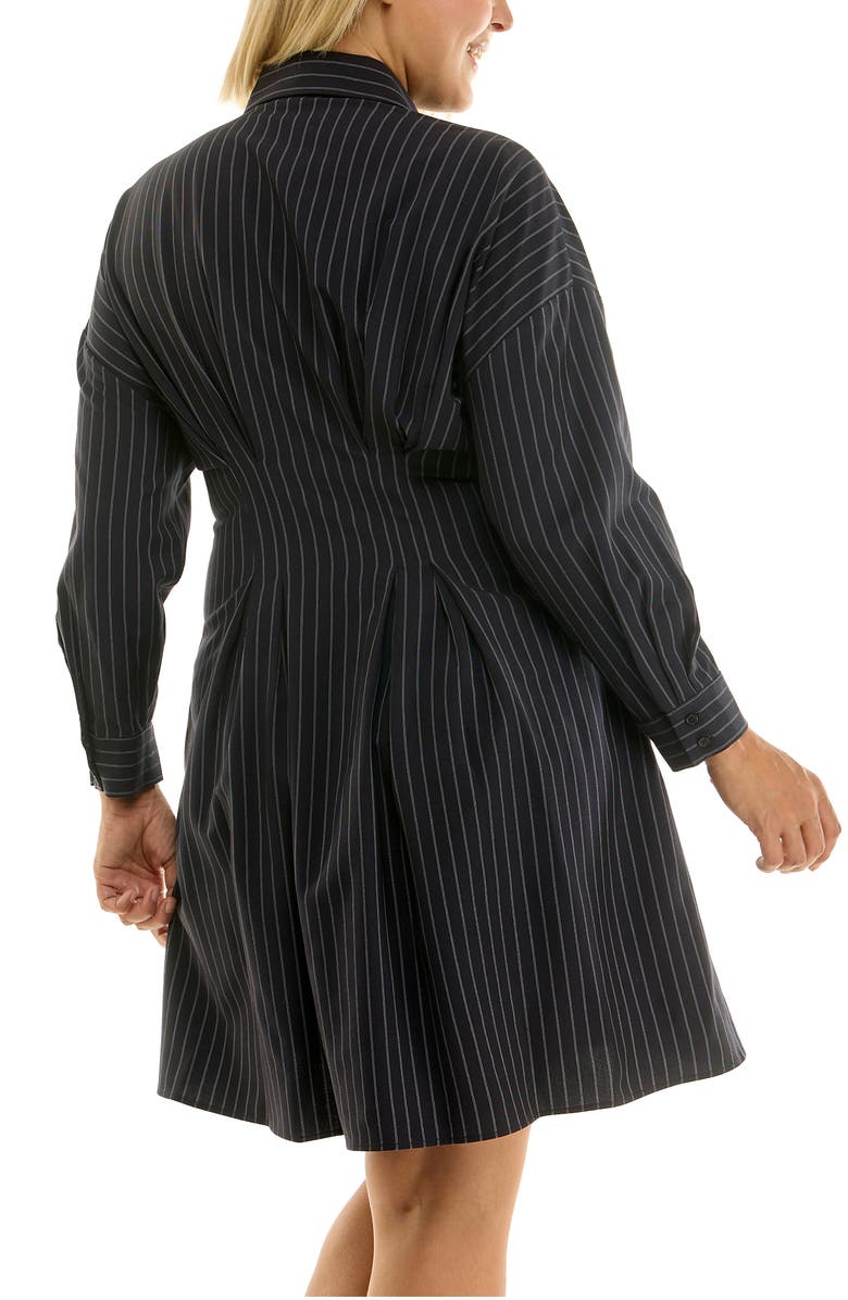 Nicole Miller Poplin Long Sleeve Shirtdress, Alternate, color, Navy / White