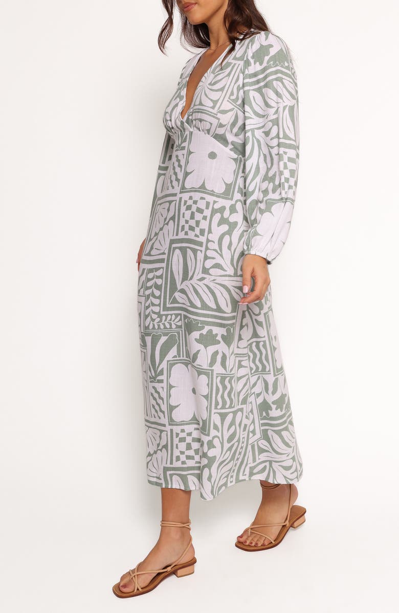 Petal & Pup Kolby Mixed Print Long Sleeve Maxi Dress, Alternate, color, Sage Print