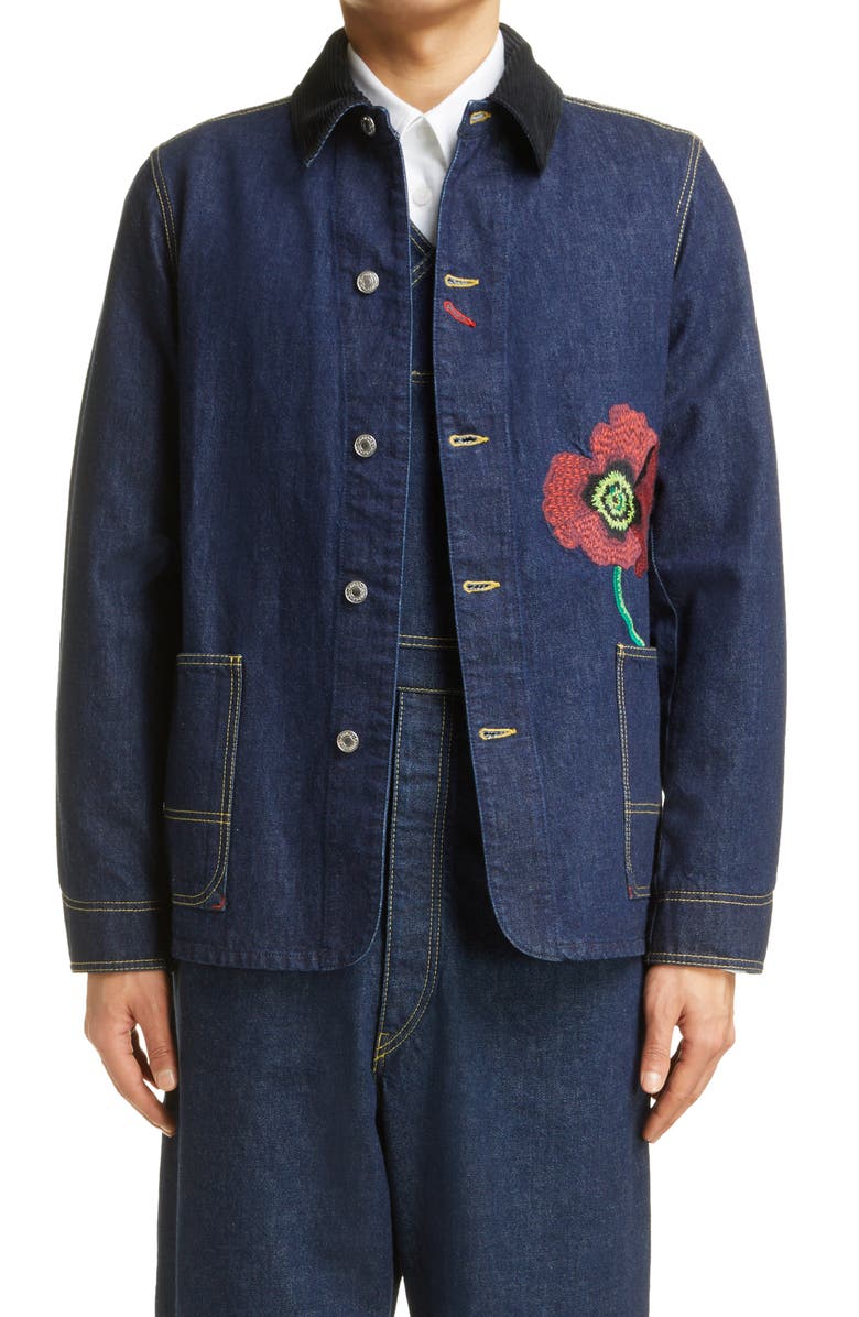 KENZO Embroidered Workwear Denim Jacket, Main, color,