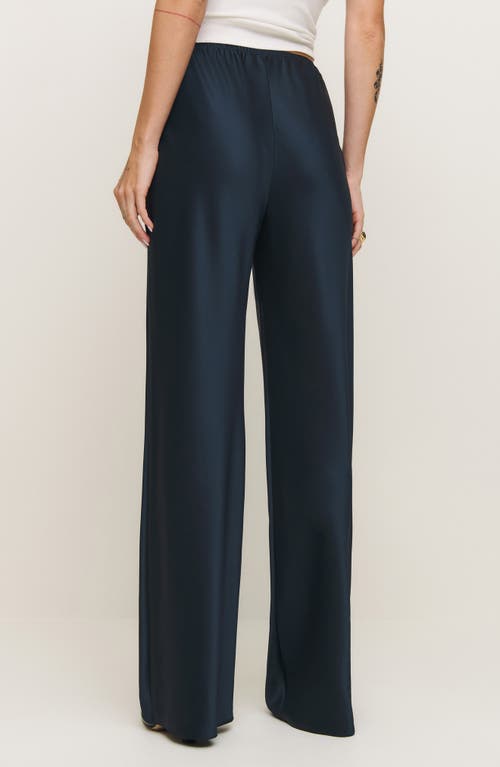 Reformation Gale Satin Pull-on Pants In Blue
