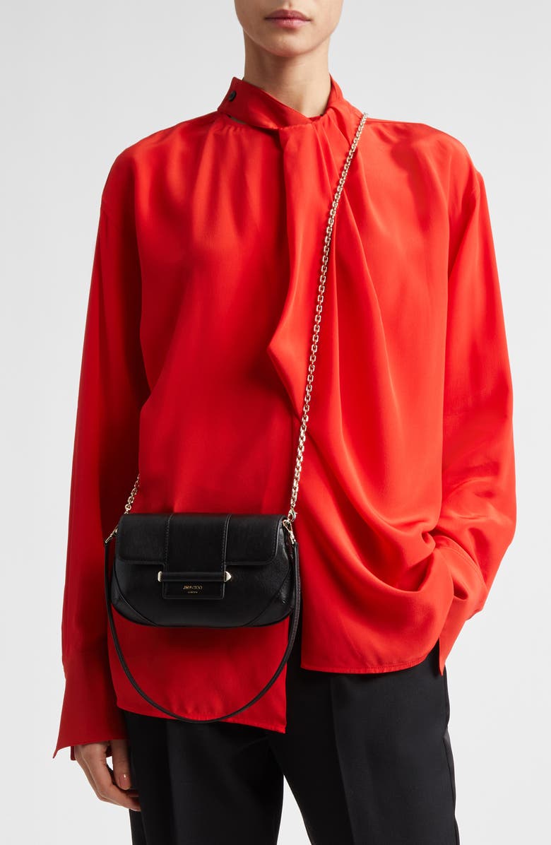 Jimmy Choo Small Bar Shoulder Bag, Alternate, color, Black/ Shiny Gold