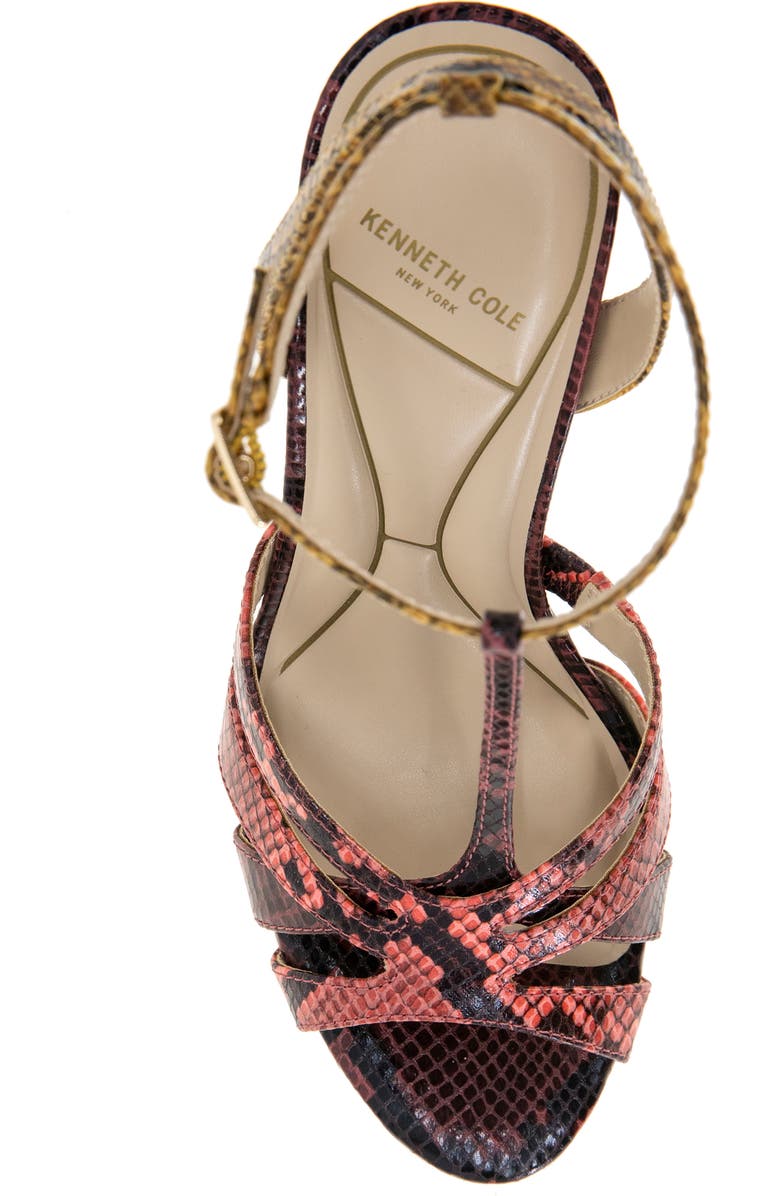 Kenneth Cole Liona Embossed T-Strap Sandal, Alternate, color, Multi Postal Snake