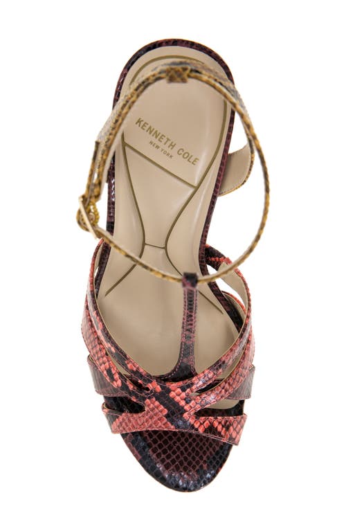 Kenneth Cole Liona Embossed T-strap Sandal In Multi Postal Snake