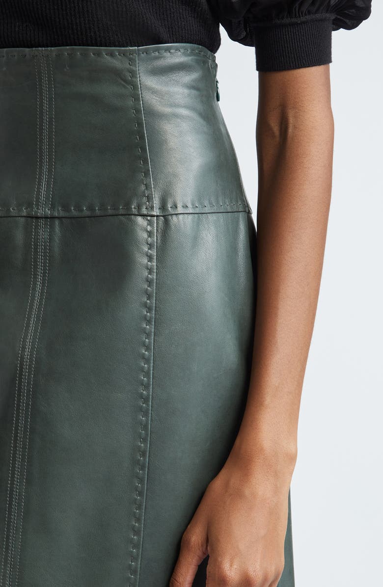 Ulla Johnson Enid Pickstitched Leather Skirt, Alternate, color,