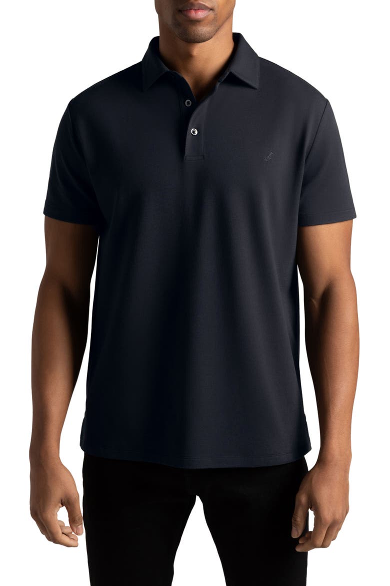 El Capitán Classic Fit Supima® Cotton Blend Piqué Golf Polo, Main, color, MAGPIE BLACK