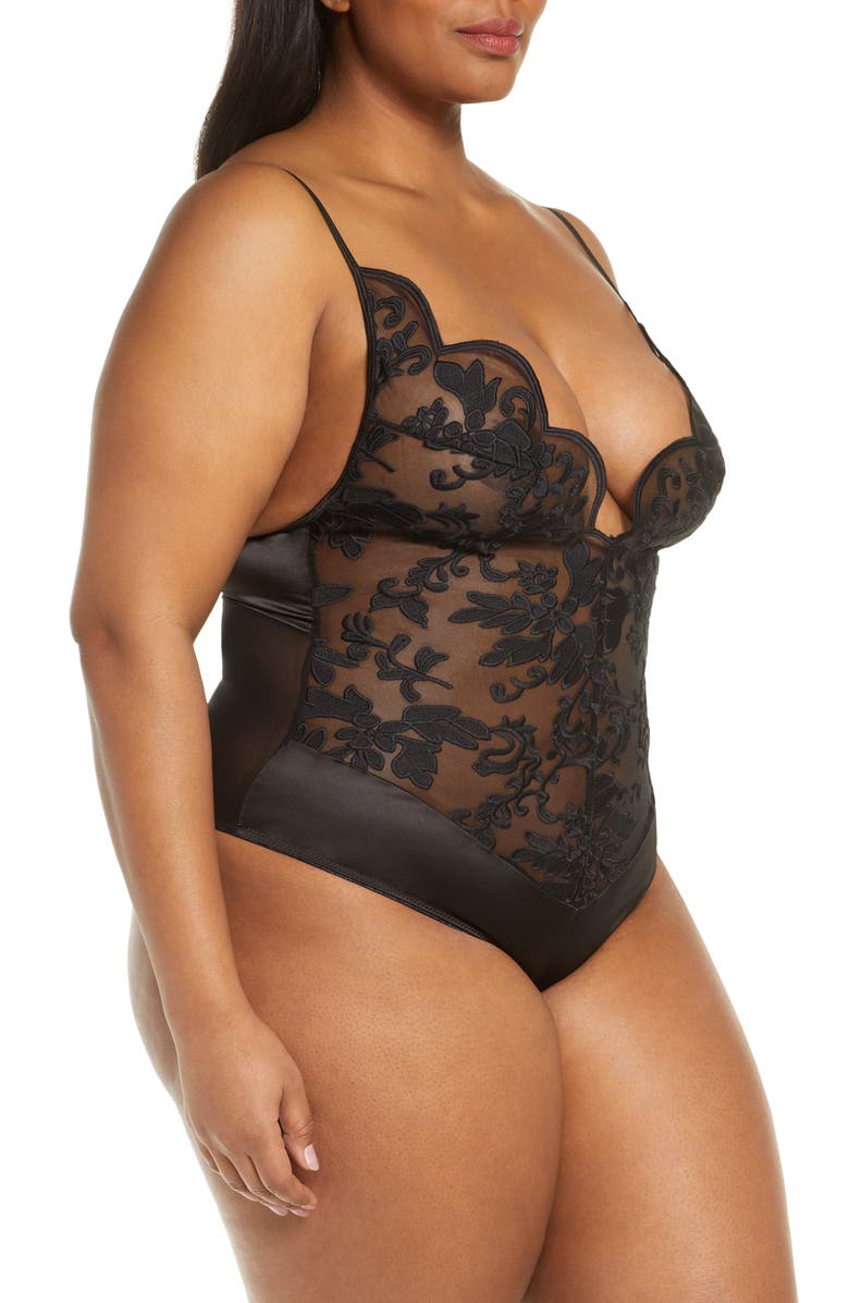 Oh La La Cheri Lyla Embroidered Lace Teddy, Alternate, color,