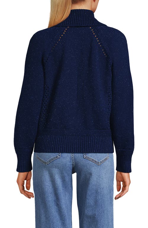 Lands' End Drifter Large Collar Zip Front Cardigan Sweater In Multi