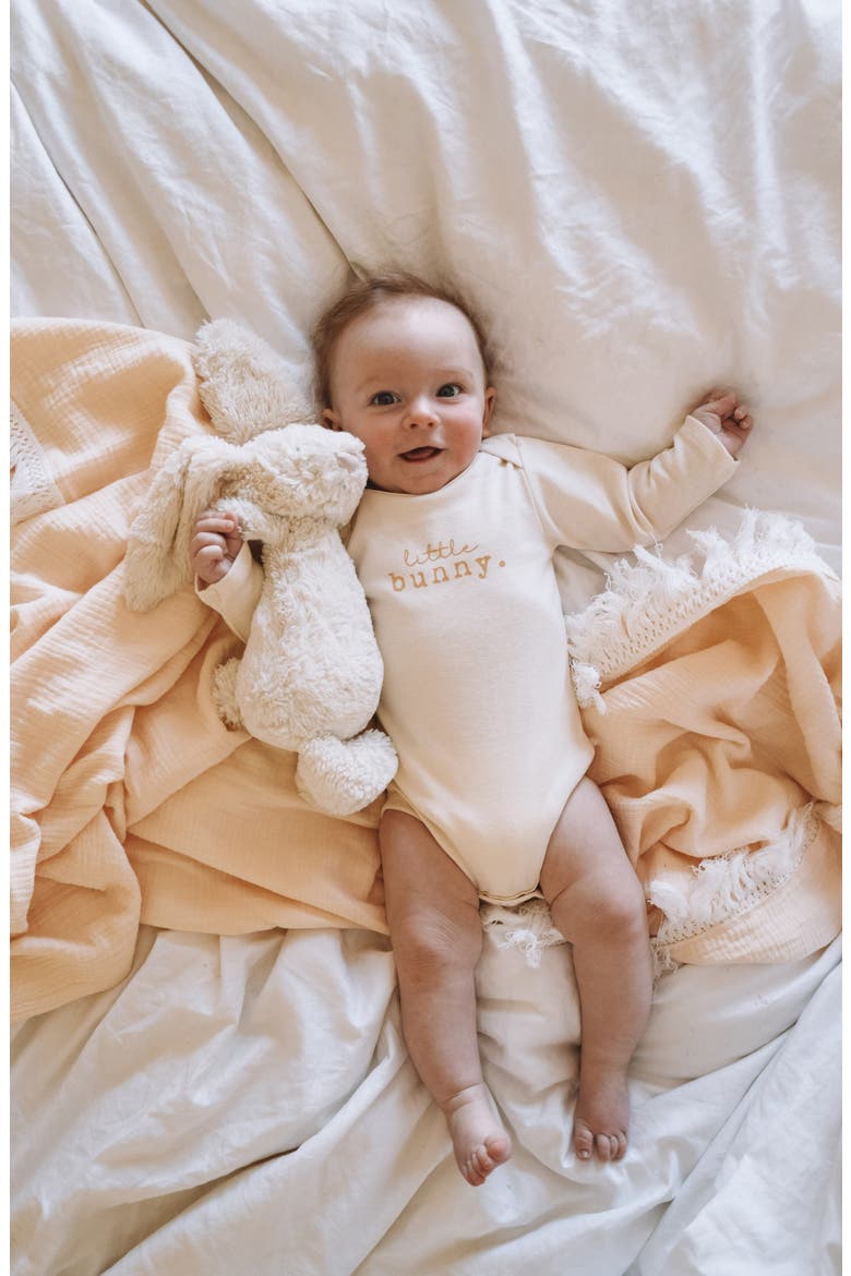 Little Bunny Organic Cotton Bodysuit, Alternate, color, NATURAL