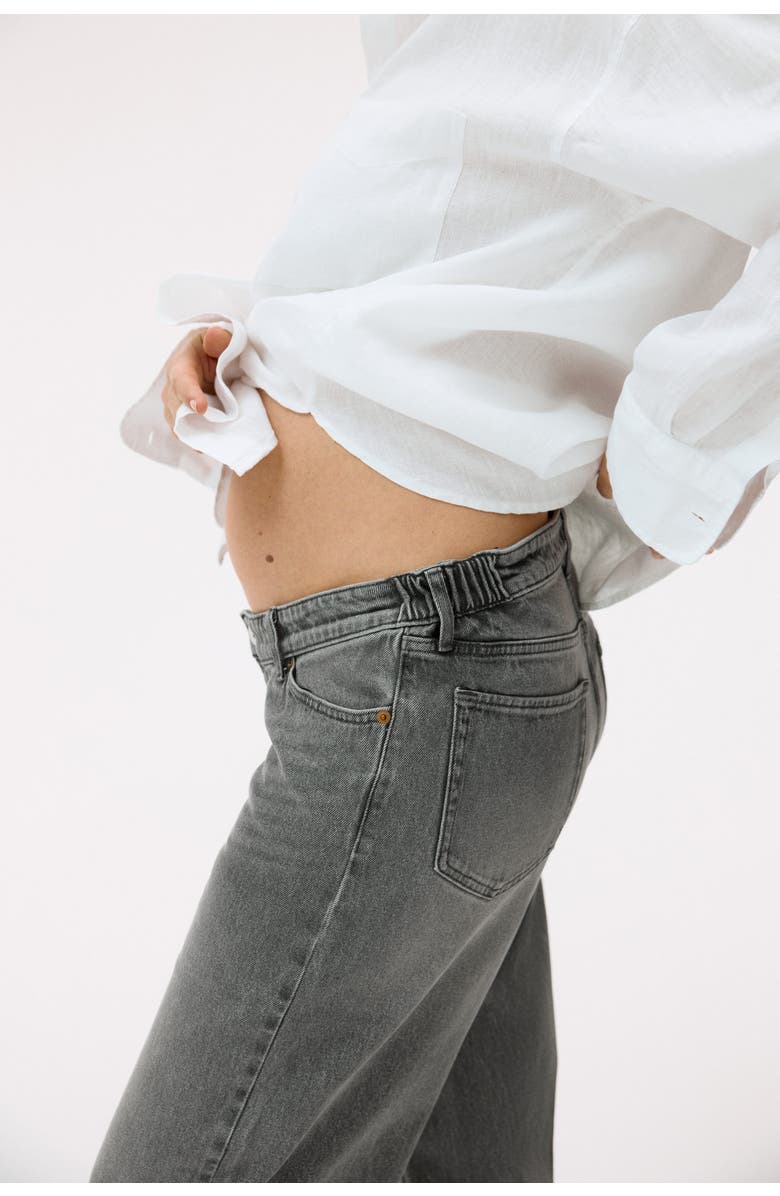 H&M Mama Wide Low Jeans, Alternate, color, Denim Gray