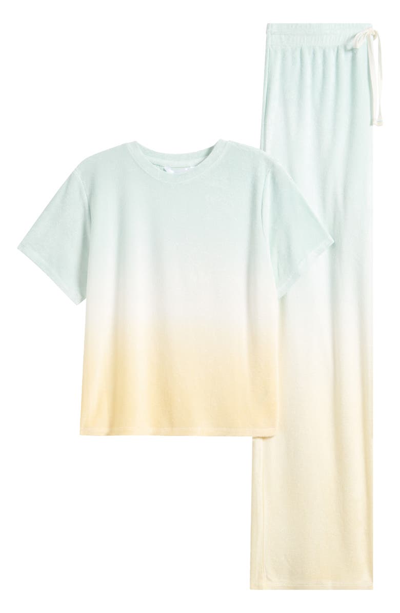 Honeydew Take a Break Terry Pajamas, Alternate, color, Sunrise Dip-Dye