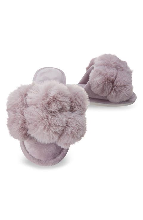 Luxe Faux Fur Pom Memory Foam Slipper (Women)