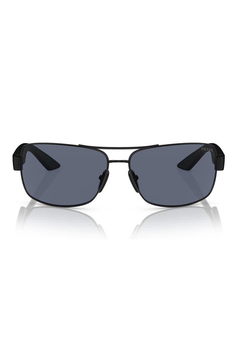 65mm Oversized Pillow Sunglasses, Main, color, MATTE BLACK