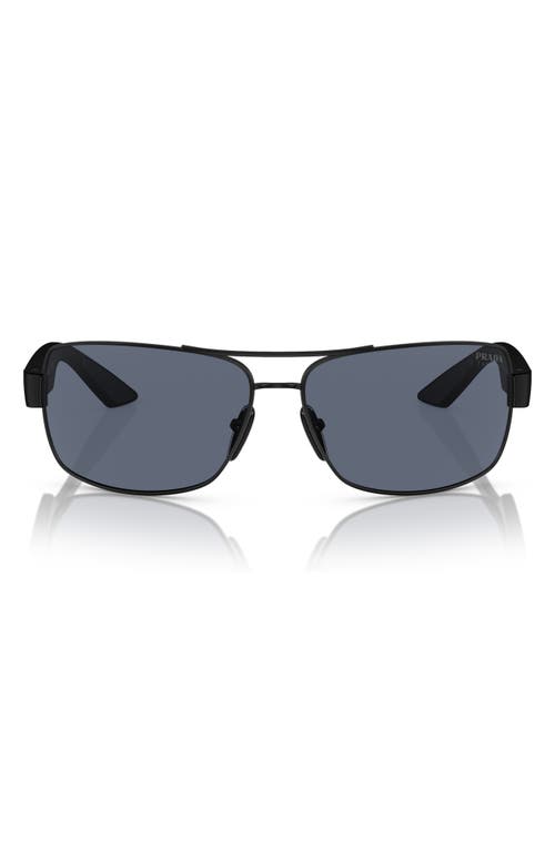Prada Linea Rossa 65mm Oversized Pillow Sunglasses In Matte Black