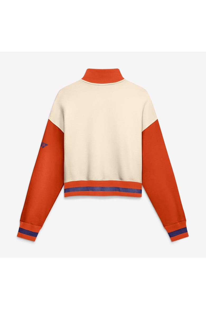 Women's Nike Natural/Orange Clemson Tigers Oversized Legacy Color Block Cropped Quarter-Zip Pullover, Alternate, color, Natural