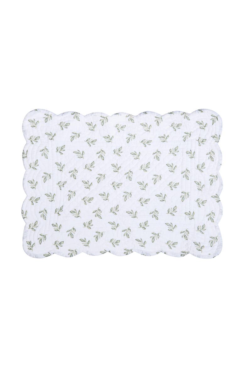 Lana Palms Reversible Machine Washable Scallop Quilt Placemats Set of 6, Alternate, color, Green