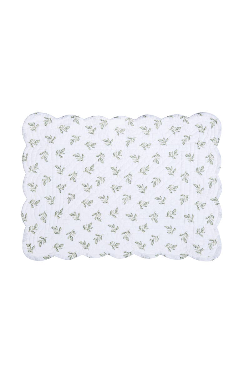 C&F Home Lana Palms Reversible Machine Washable Scallop Quilt Placemats Set of 6, Alternate, color, Green