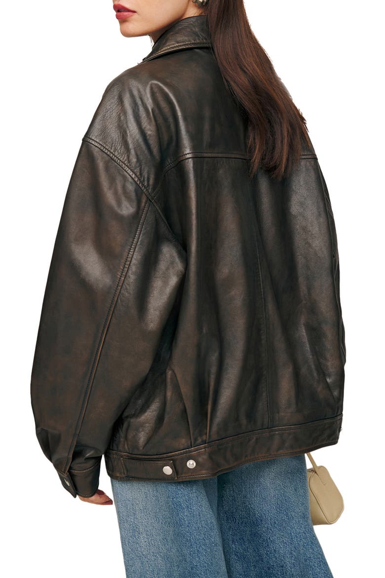 Veda Marco Oversize Leather Bomber Jacket, Alternate, color, PITSTOP