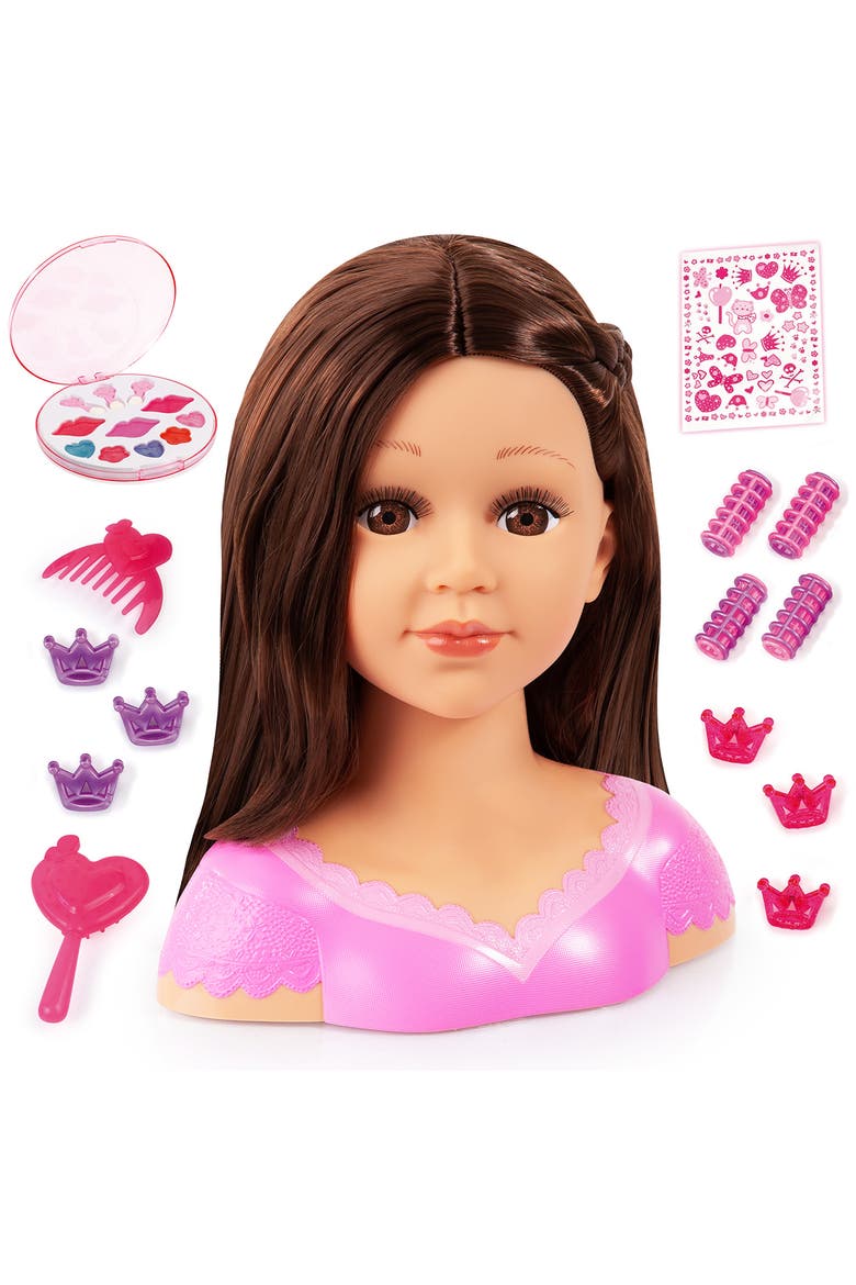 Charlene Super Model Make Up Head, Brunette with Make-Up and Stickers, Main, color, Multicolored