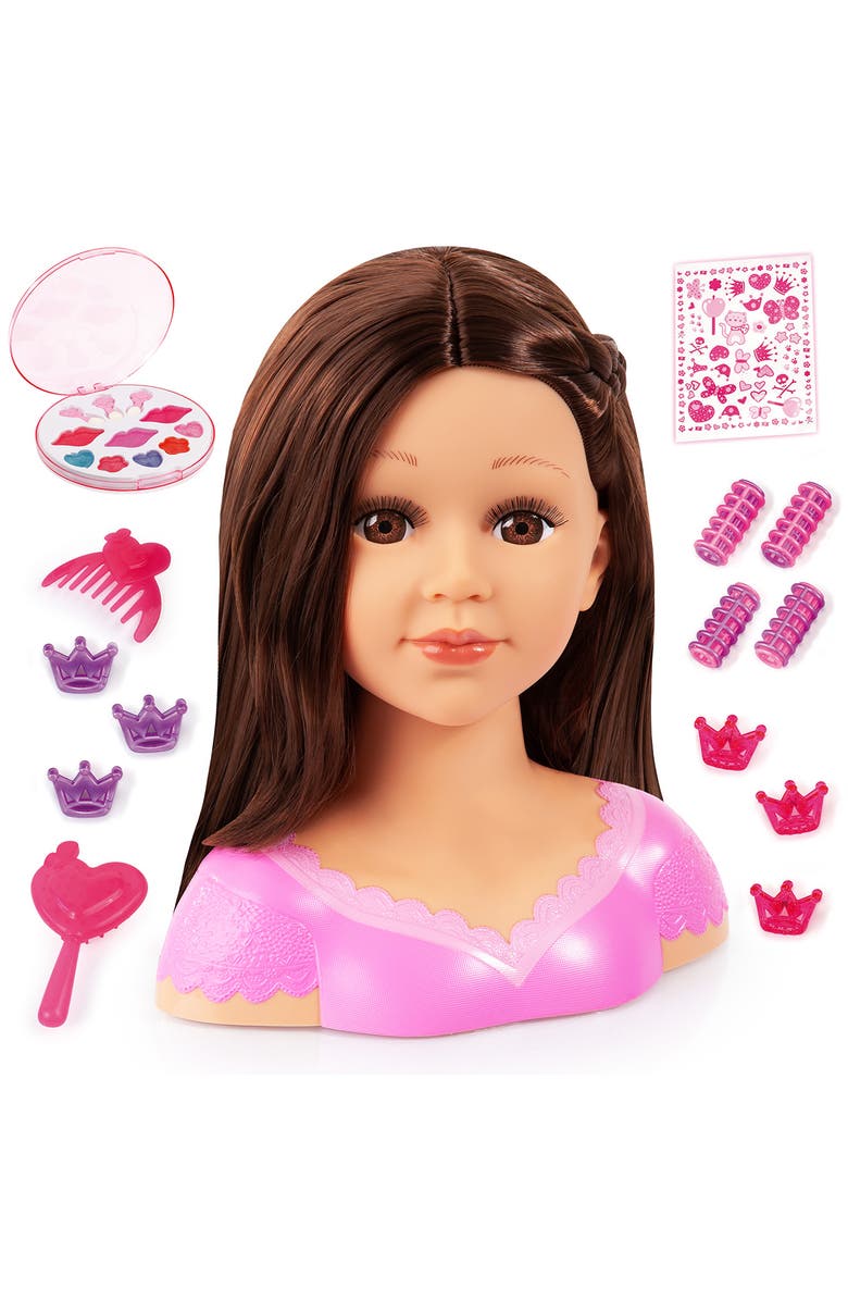 Bayer Design Charlene Super Model Make Up Head, Brunette with Make-Up and Stickers, Main, color, Multicolored