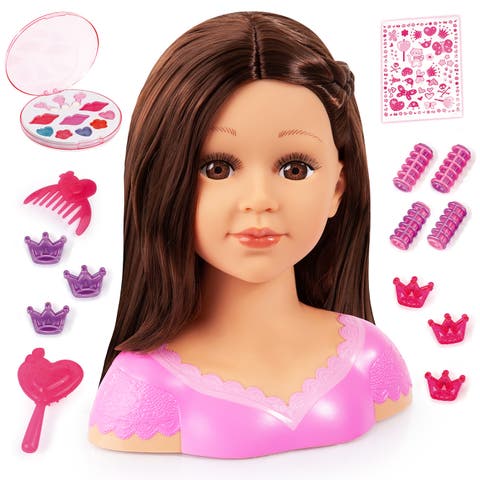 Charlene Super Model Make Up Head, Brunette with Make-Up and Stickers