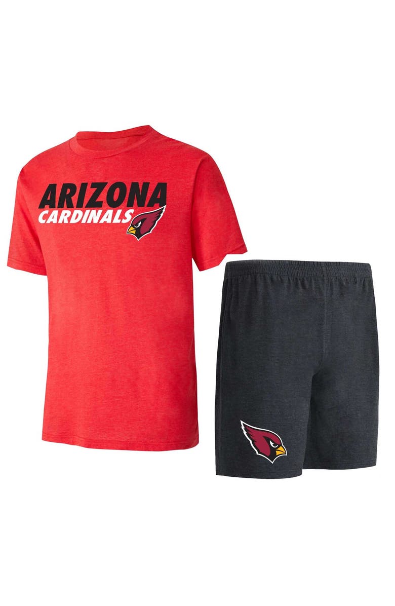 CONCEPTS SPORT Men's Concepts Sport Black/Cardinal Arizona Cardinals Meter T-Shirt & Shorts Sleep Set, Main, color, 