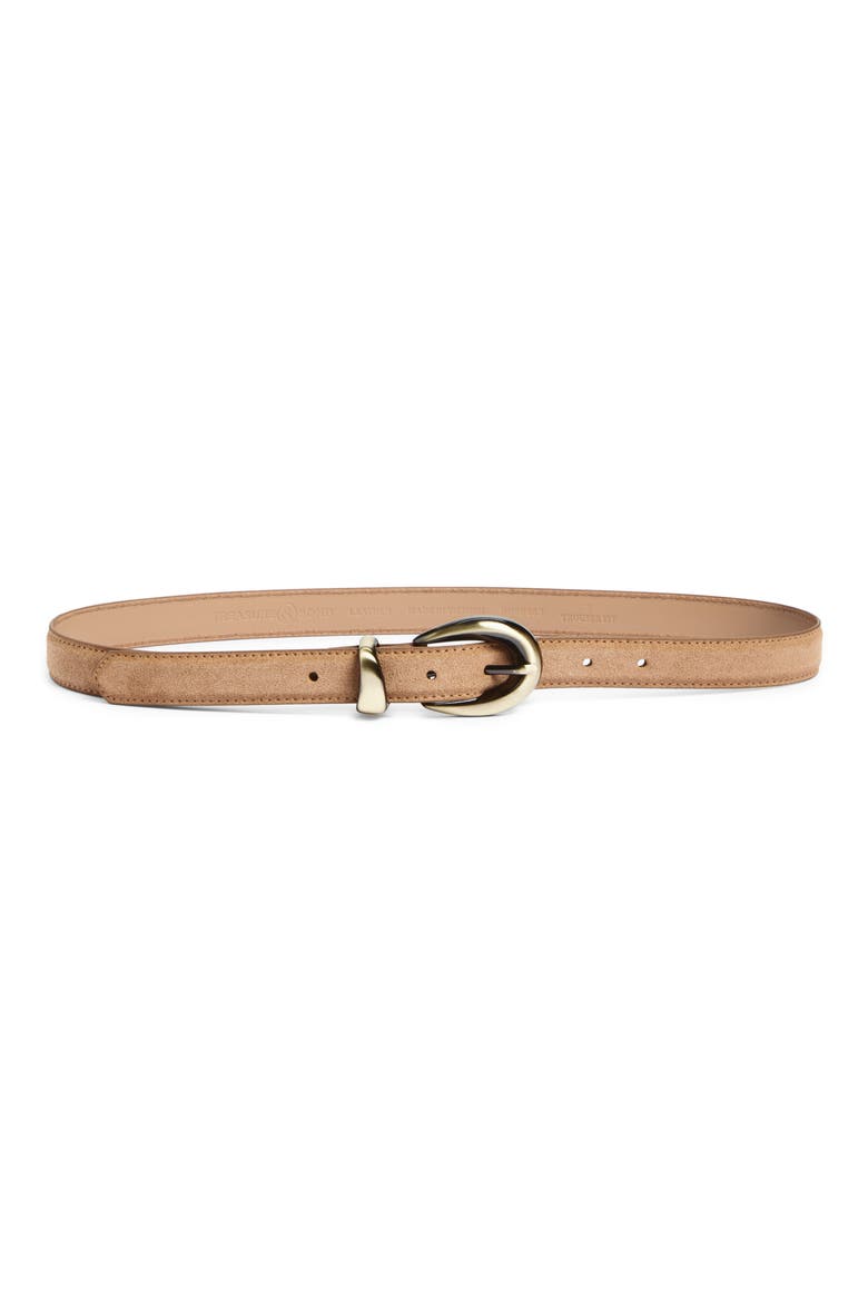Maria Suede Belt, Main, color, TAN- BRASS