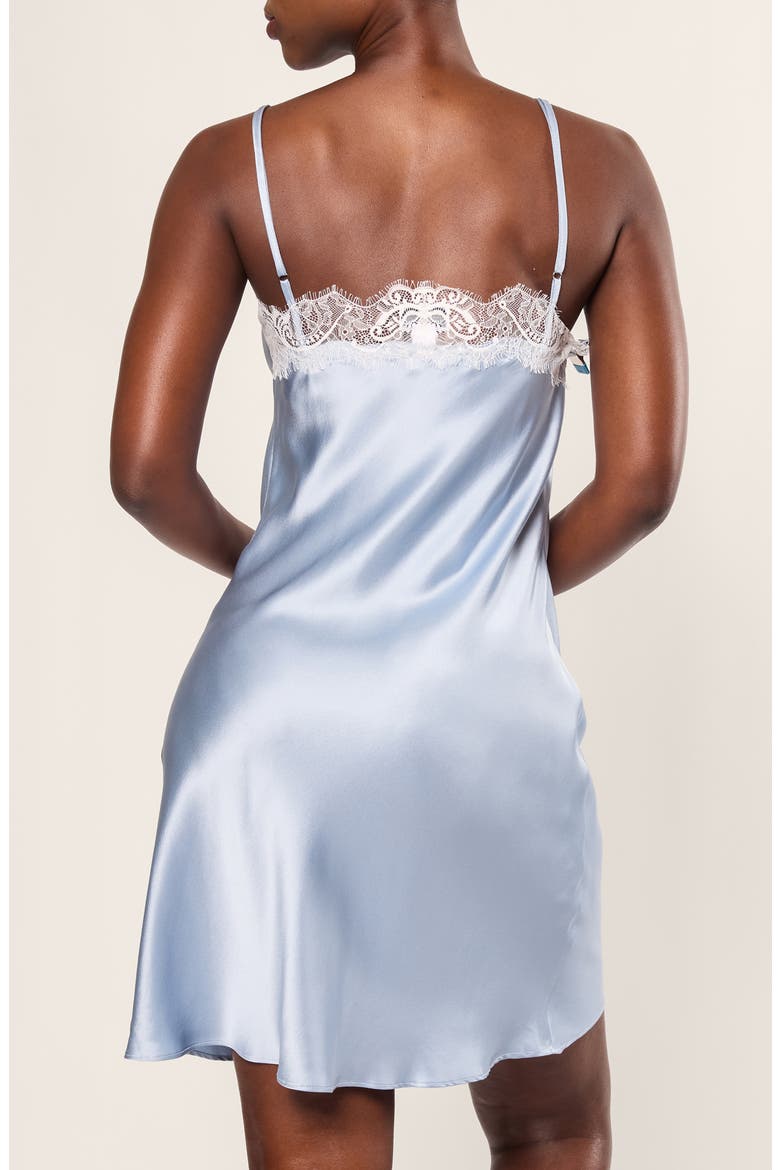 Periwinkle Lace Mulberry Silk Nightgown, Alternate, color, BLUE