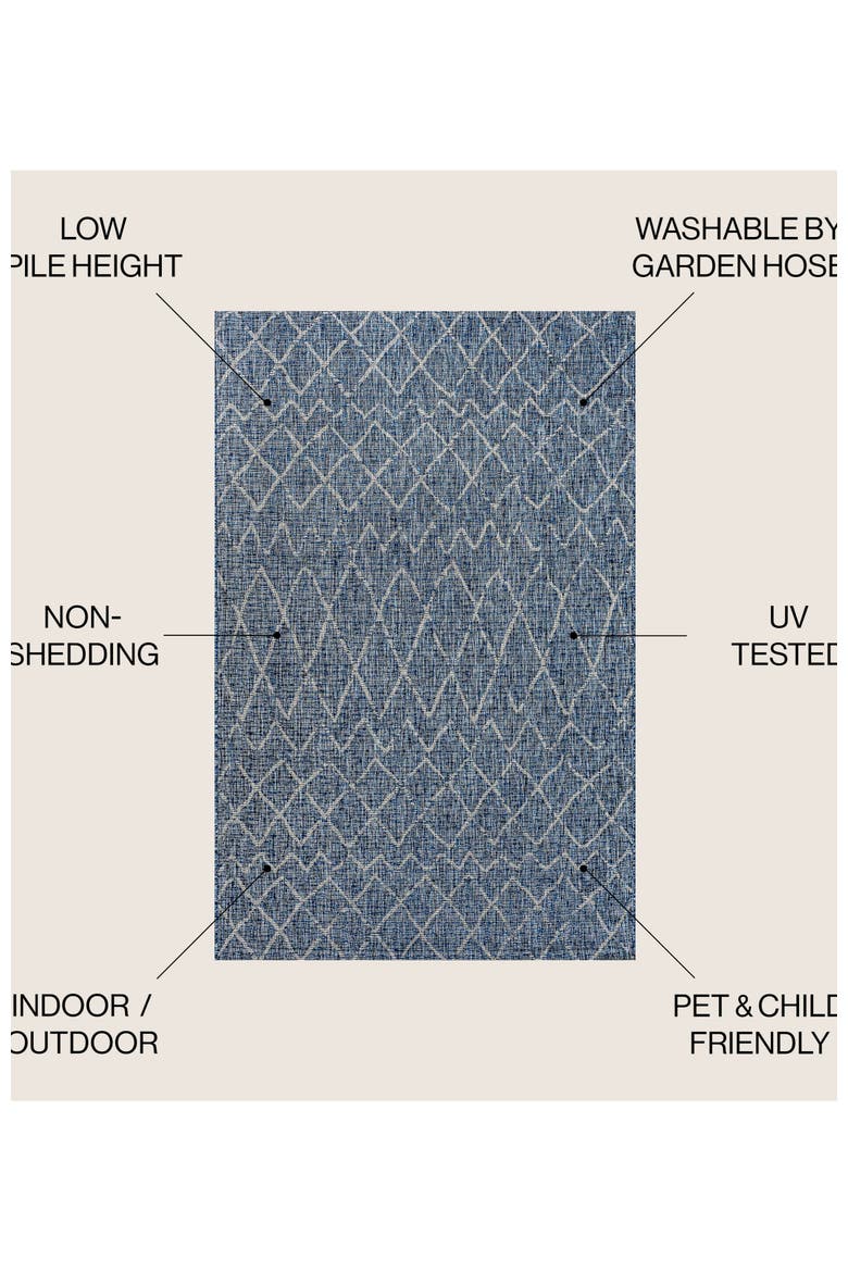 Madaba Moroccan Trellis Indoor/Outdoor Area Rug, Alternate, color, Navy/Light Gray