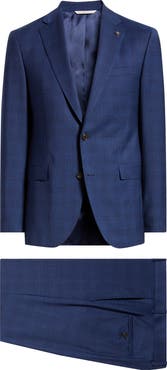 Jack Victor Esprit Contemporary Fit Navy Plaid Wool Suit