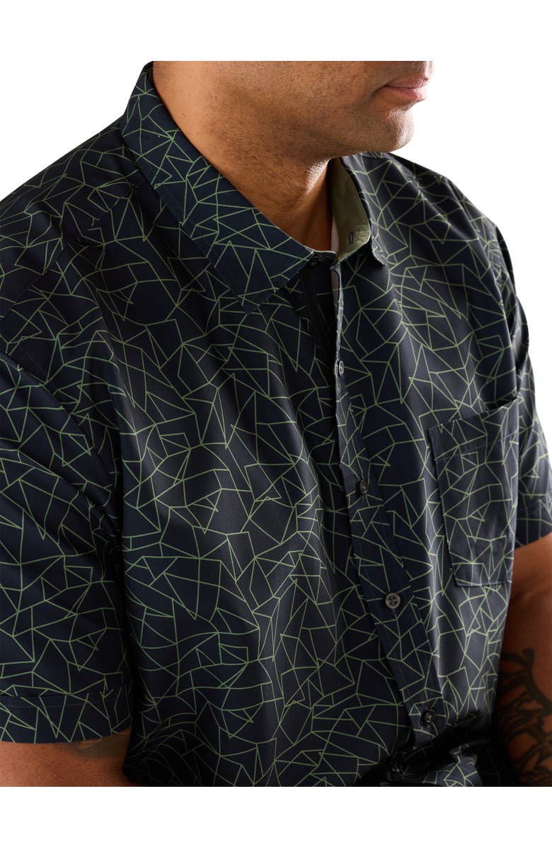 Synrgy by DXL Big & Tall Microfiber Abstract Lines Sport Shirt, Alternate, color, Black