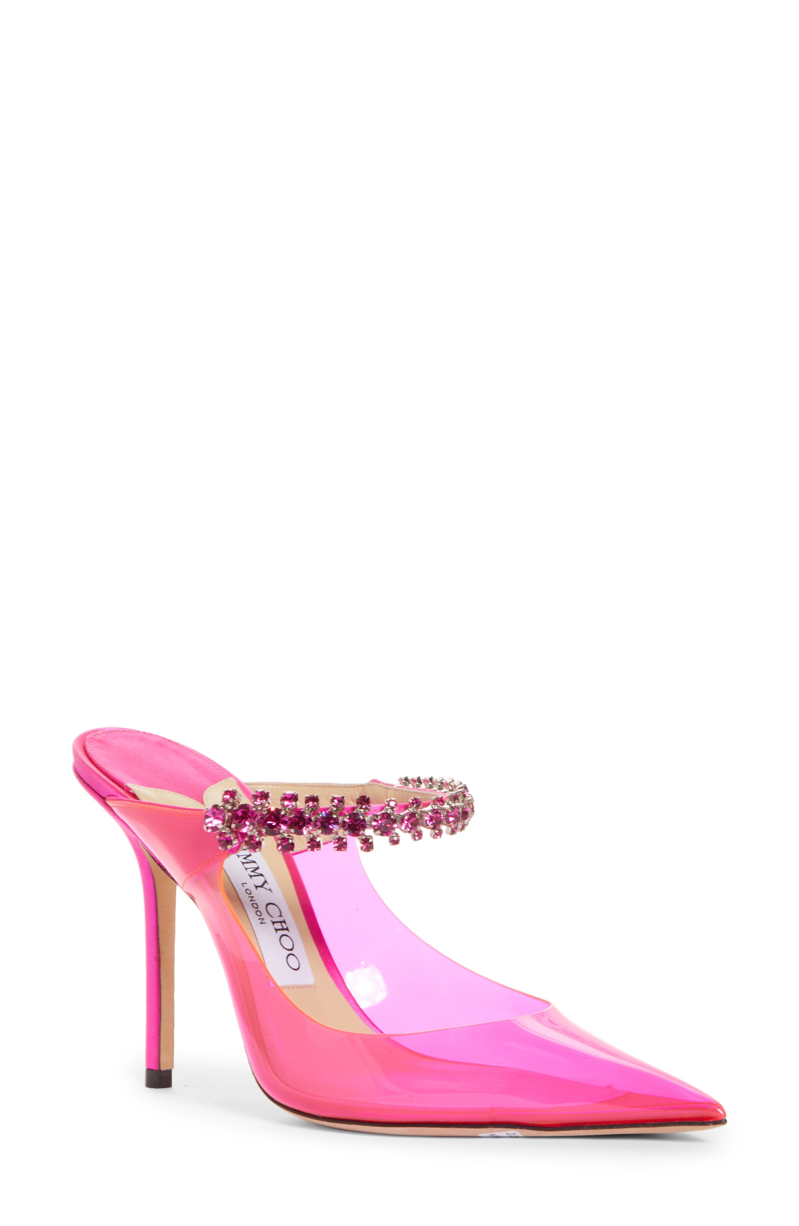 Bing Crystal Embellished Clear Mule, Main, color, HOT PINK/ PINK