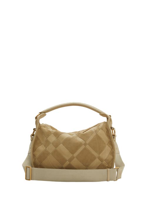 Burberry Clip Patchwork Suede Messenger Bag In Sandstorm