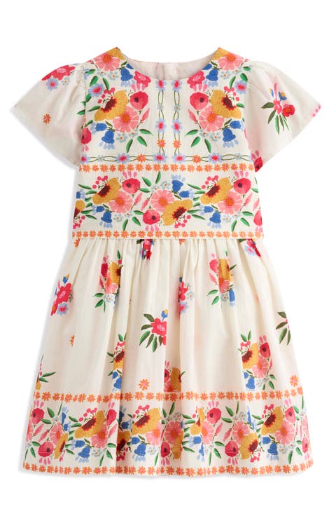 Kids' Cape Floral Cotton Dress