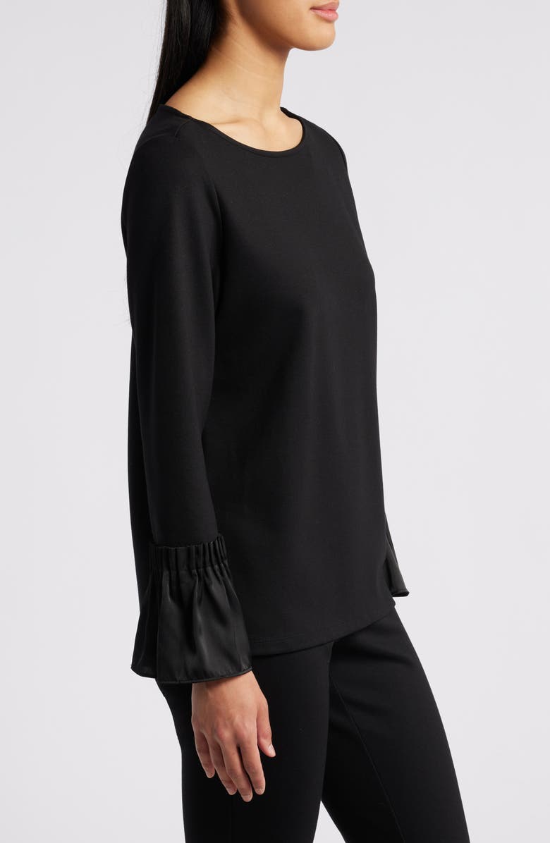 Anne Klein Serenity Ruffle Sleeve Long Sleeve Top, Alternate, color, Anne Black