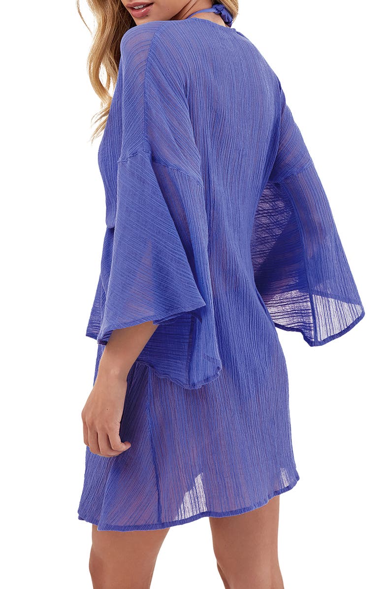 ViX Paula Hermanny Solid Perola Cover-Up Shirt, Alternate, color, Blue