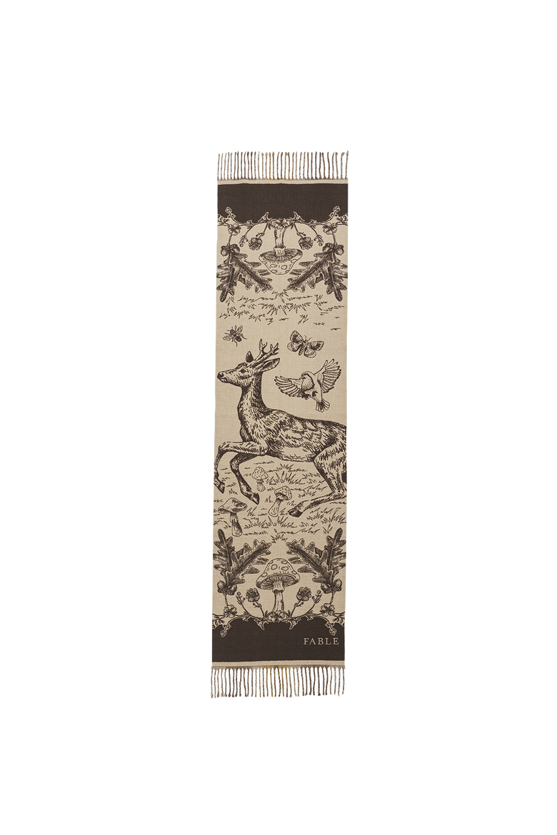 Woodland Tales Taupe Jacquard Scarf, Main, color, Taupe & Chocolate