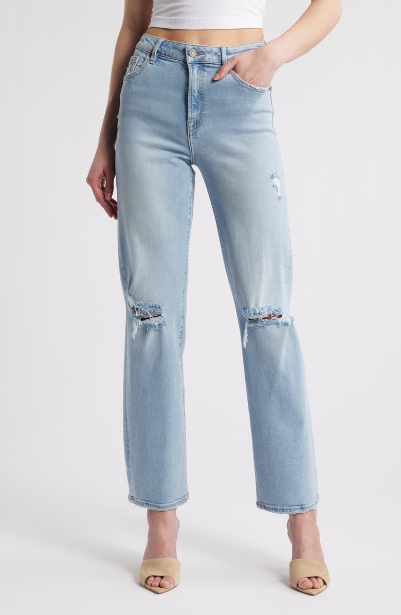 HIDDEN JEANS Distressed Rip Wide Leg Jeans, Main, color, Light Wash