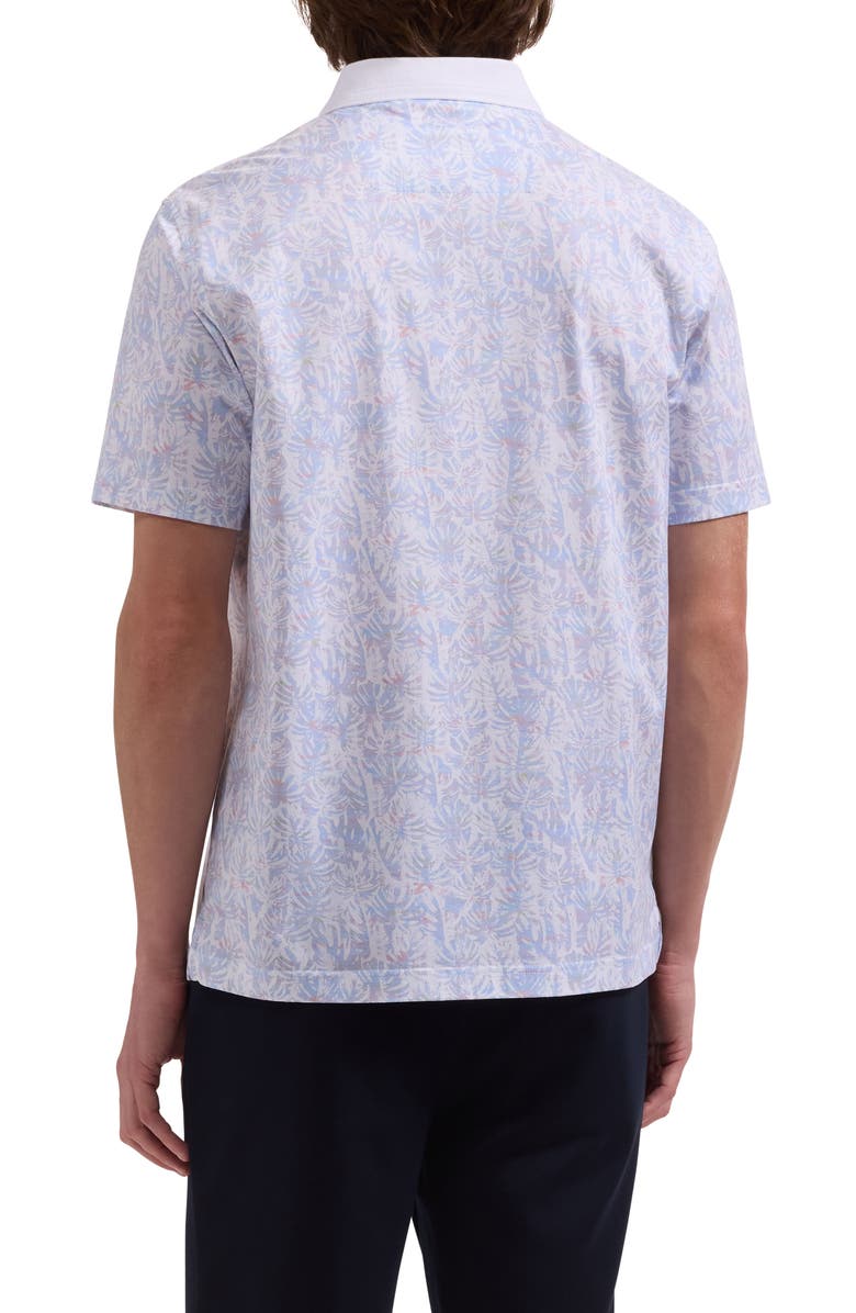 Bugatchi Valerian OoohCotton<sup>®</sup> Watercolor Tropical Print Polo, Alternate, color, Vista Blue