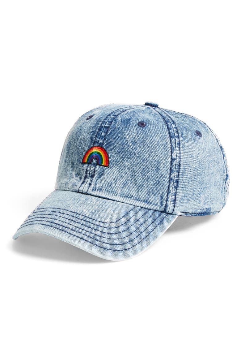 Washed Denim Baseball Cap, Main, color, BLUE
