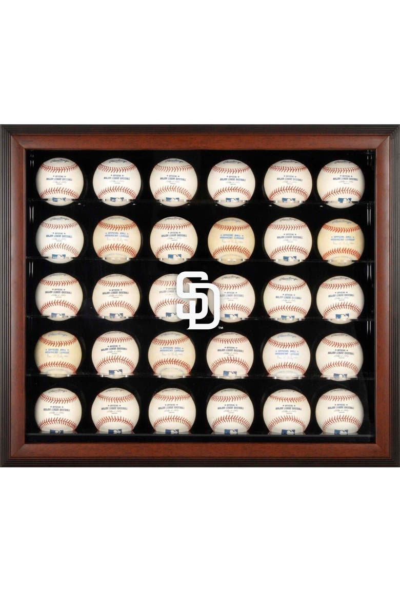 San Diego Padres Logo Brown Framed 30-Ball Display Case, Main, color, Brown