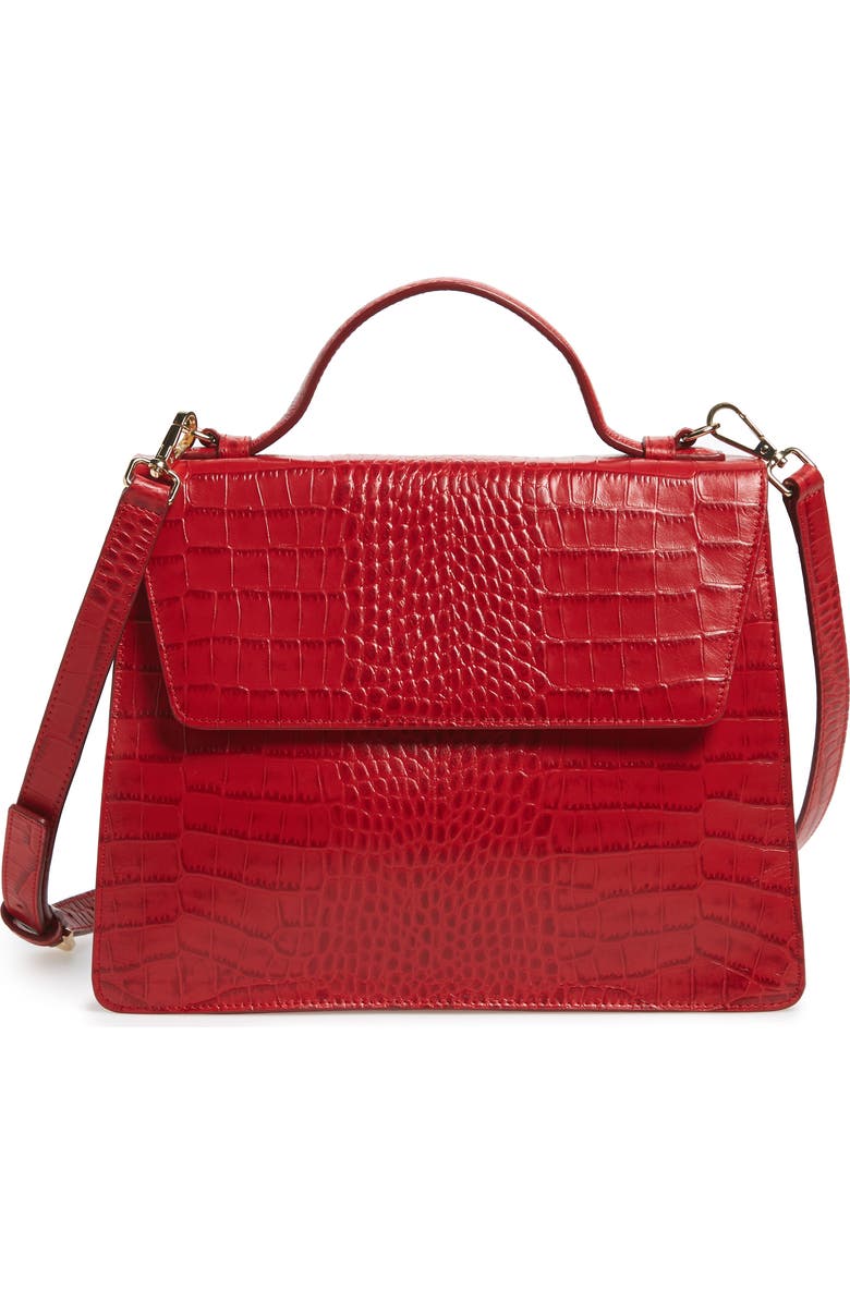 Nordstrom Ryder Croc Embossed Leather Top Handle Bag, Main, color,