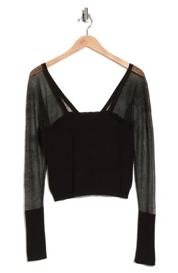 Free People Night After Night Mesh Trim Top In Black