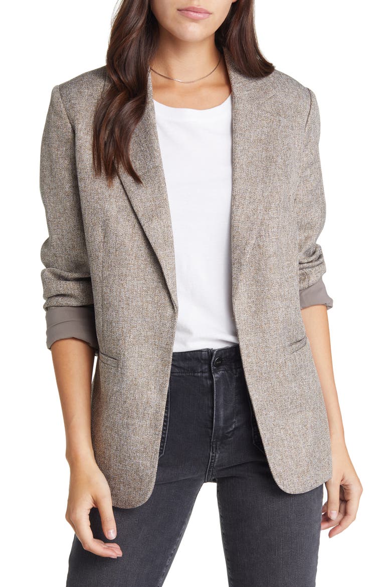 Tailored Blazer, Main, color, TAN TIMBER HEATHER