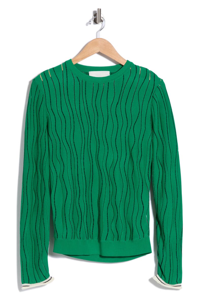 Art Nouveau Jacquard Long Sleeve Top, Main, color, PALM MULTI